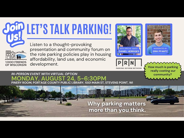 Let's Talk Parking Webinar - August 24, 2026 - Stevens Point, Wisconsin