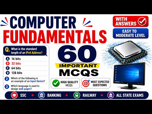 Top 60 Computer Fundamentals MCQs | Easy to Moderate Level | All Competitive Exams