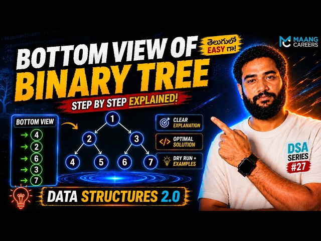 Bottom View of Binary Tree | Data Structures in Telugu | C++ Java Python 🔥