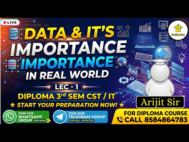 🔥Data and it's Importance in Real World For Diploma 3rd Sem CST/IT🚀Lec-1👉 By Arijit Sir✅Join Courses