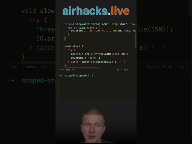 The AutoCloseable Stopwatch #java #shorts #coding #airhacks