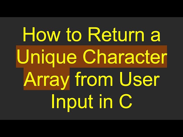 How to Return a Unique Character Array from User Input in C