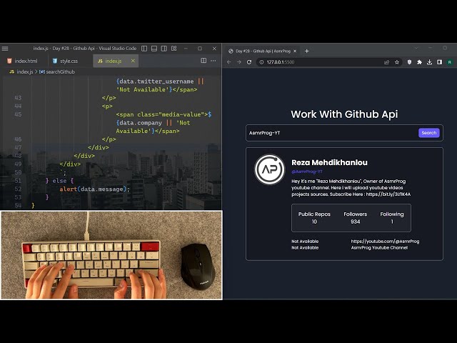 ASMR Programming - Github Api in Javascript - No Talking
