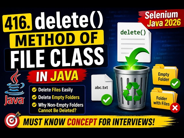 416. delete() method of File class in Java (Selenium Java 2026)