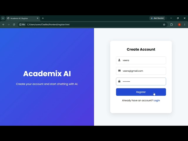 AI Chatbot using HTML, CSS, and JavaScript | Academix AI