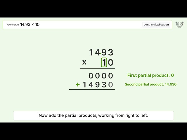 14.93 x 10 Long Multiplication - Step-by-Step