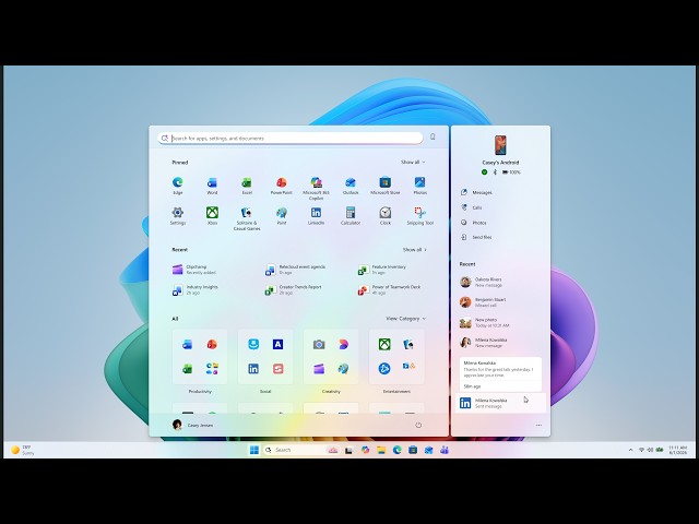 Microsoft Tests Deeper Phone Link Start Menu Integration in Windows 11