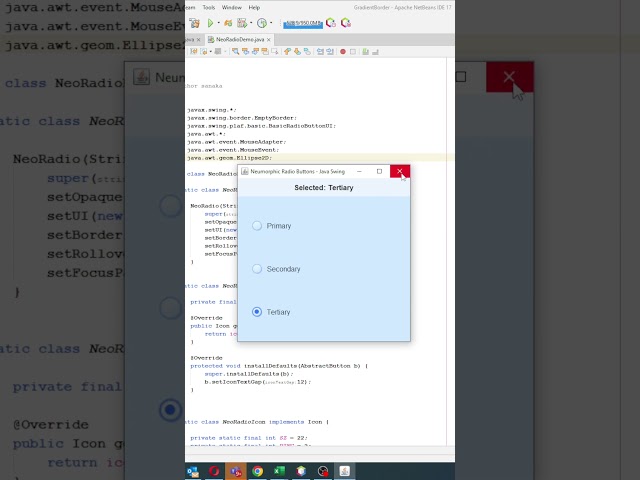 Modern Java Swing Radio Buttons | Neumorphic UI  #shorts