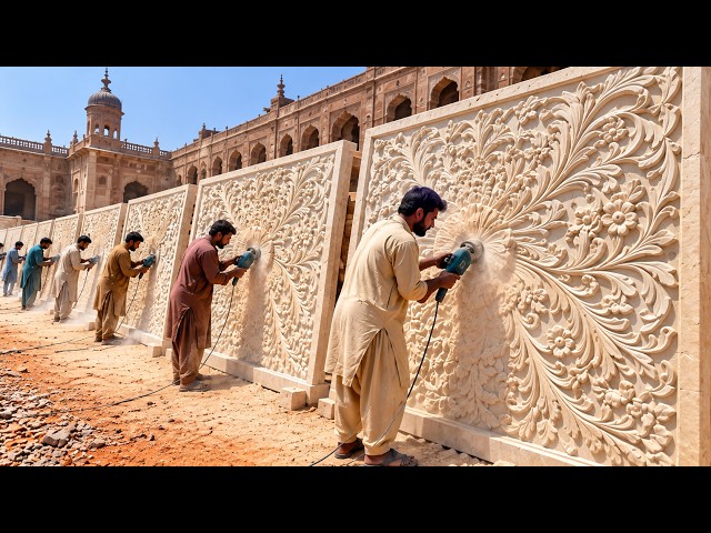 Extreme Process Pakistan Workshop CARVES Beautiful Flower Patterns On GRANITE - @Amazingexperts