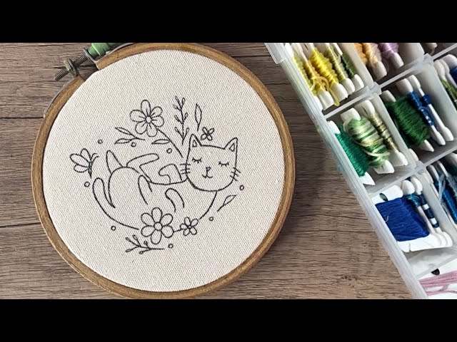 Floral cat embroidery tutorial || Embroidery for Beginners - Let’s Explore 