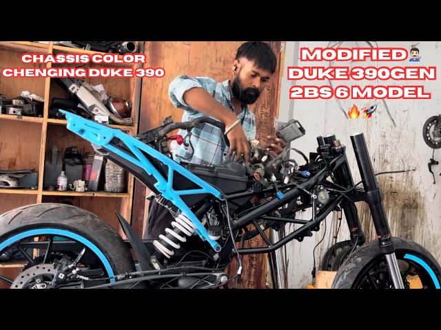 Modified duke 390 🚀👨🏻‍🔧colour change  chassis full modified version 💯🔥 black vs blue