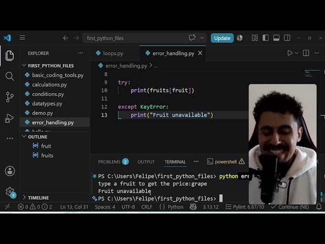 try except in python