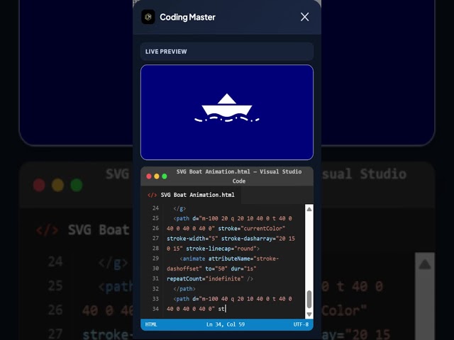 SVG Boat Animation #coding #programming #developer #css #html #umservicesofficial #javascript