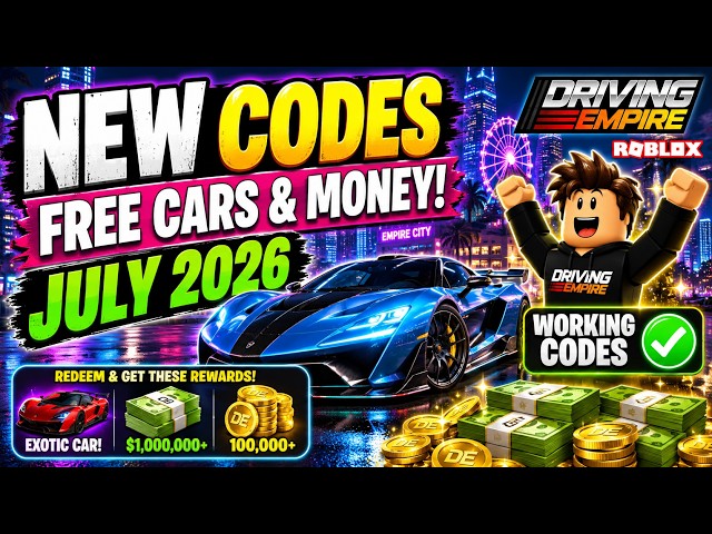 ALL NEW DRIVING EMPIRE CODES 2026 JULY 🔥 FREE CARS & MONEY! WORKING CODES FOR ROBLOX DRIVING EMPIRE