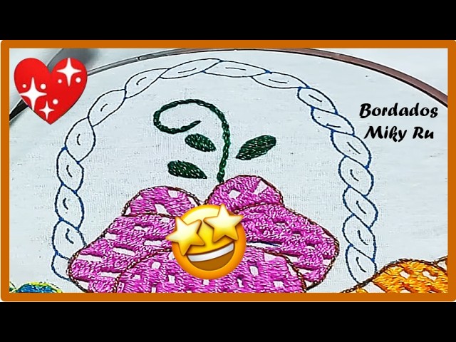 Creative embroidery for a basket handle - Miky Ru.