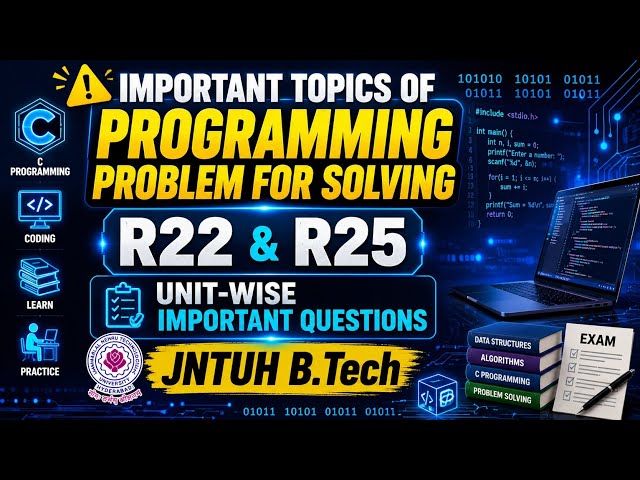 IMPORTANT TOPICS OF PROGRAMMING PROBLEM FOR SOLVING| JNTUH|BTECH|R22 AND R25|UNIT-WISE 