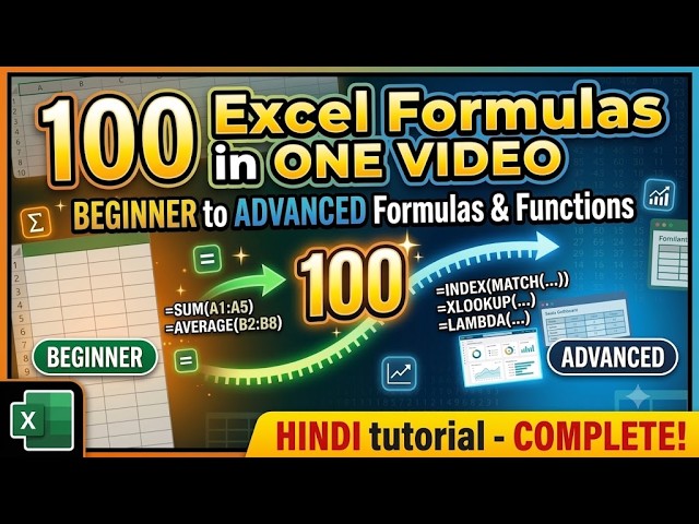 100 Excel Formulas in One Video | Beginner to Advanced Excel Formulas & Functions