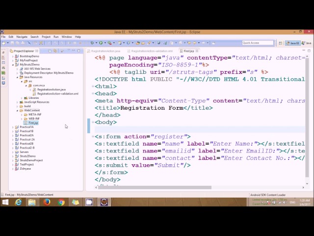 Validating Form using Struts2 Framework