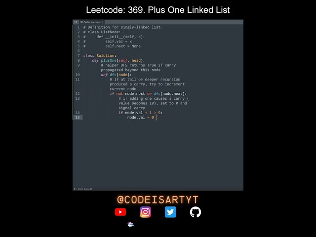 Leetcode 369. Plus One Linked List in Python | Python Leetcode | Python Coding Tutorial | ASMR