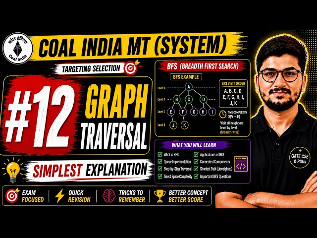Coal India MT (System) 2026 |Algorithms(BFS of Graph)| CIL System One Shot of Imp Topics #coalindia 