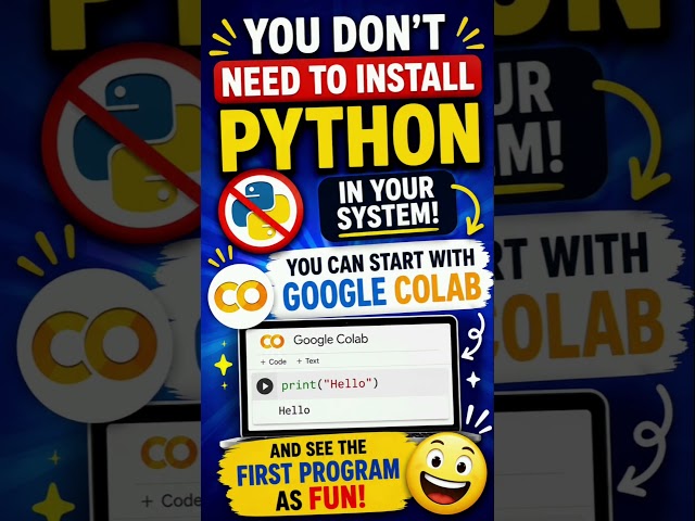 Try your first python code using Google C #tutorial #learnpython #pythontutorial #python olab