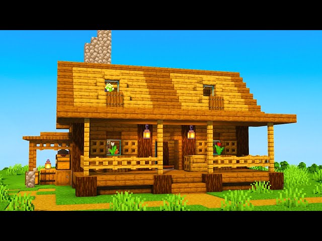 How to Build a Simple SPRUCE CABIN in Minecraft