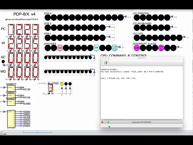 FOCAL-69 on hardware emulated PDP-8