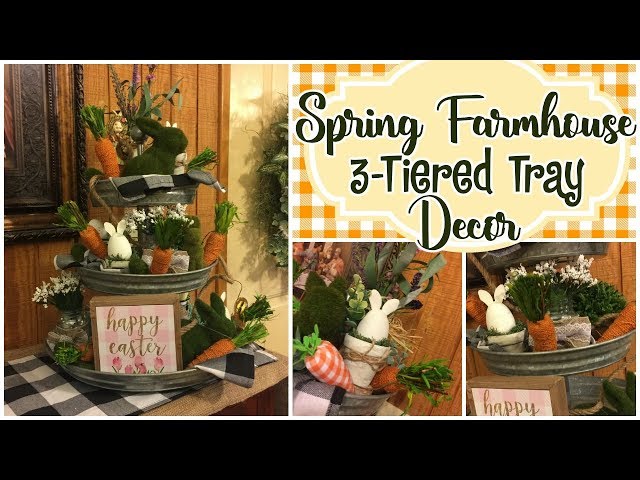 🌸🌿Spring Farmhouse 3 ~ Tiered Tray Decor || #farmhouse #springdiy #3tiertray