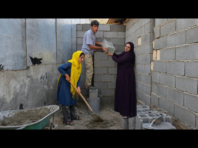 Continuing to build the chicken house and Afsaneh Khanom's excitement about making a small house