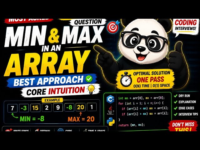 Min & Max in an Array | DSA Interview Question | Best Approach | Core Intuition 🚀