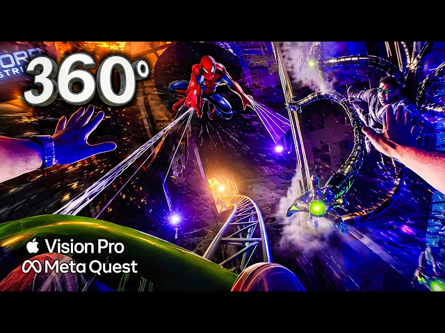 Doc Ock ATTACKS! 😮 SPIDER-MAN Roller Coaster 8K HDR 360° VR 🟥 Epic Vision Pro & Quest 3 Experience