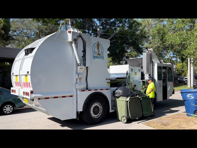 City of Sarasota Solid Waste Brand New Split Lodal Evo Garbage Truck Packing Heavy Garbage