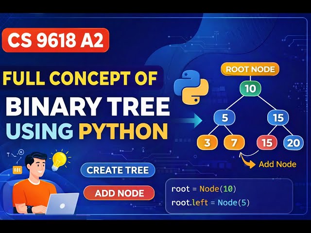 Binary Tree using Python || Create Tree || Insert Function to Create Node || Adding Node || CAIE A2