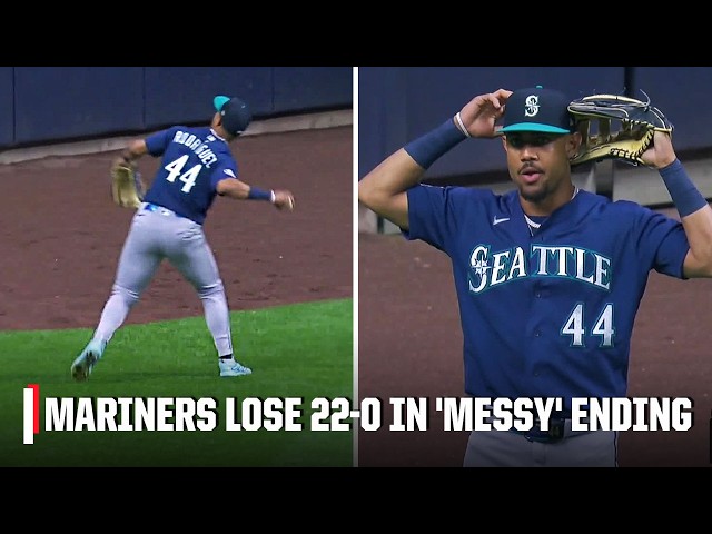 Julio Rodriguez mistakenly throws live ball into stands in 22-0 loss 👀 | MLB on ESPN