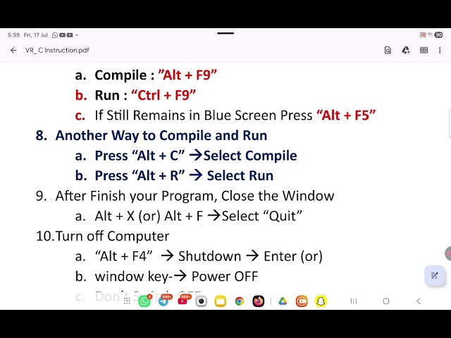 C Programming instructions 