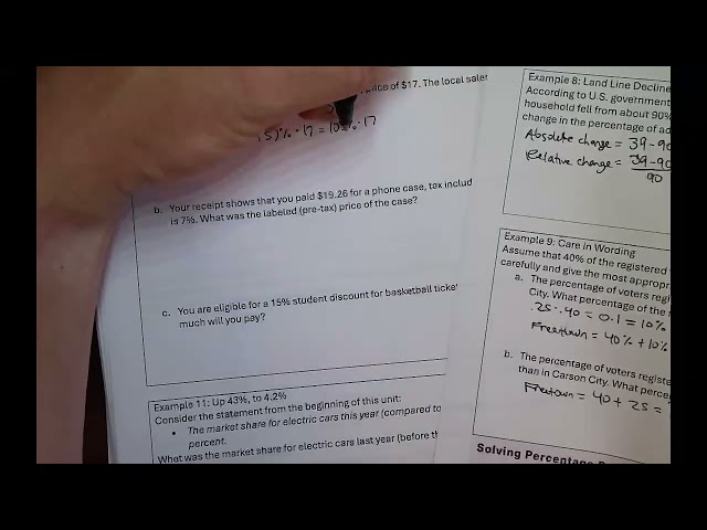 Quantitative Literacy 3A Example #10 Percentage Problems