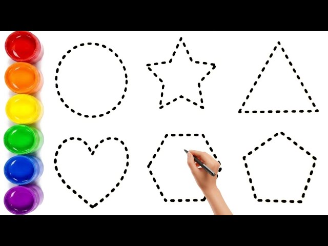 Learn 2D Shapes|Tracing and Coloring |Rhymes Collection | Writing Along Dotted Lines |Kids Video,4