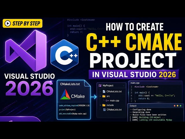 How to Create a C++ CMake Project in Visual Studio 2026 | Complete Beginner Guide