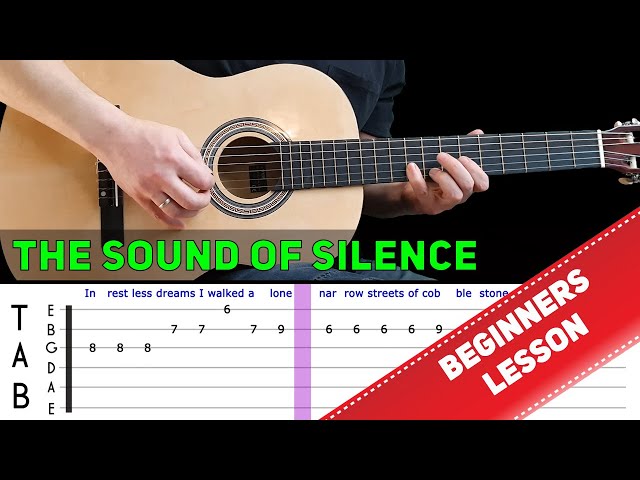 THE SOUND OF SILENCE | Easy guitar melody lesson for beginners (with tabs) - Simon & Garfunkel