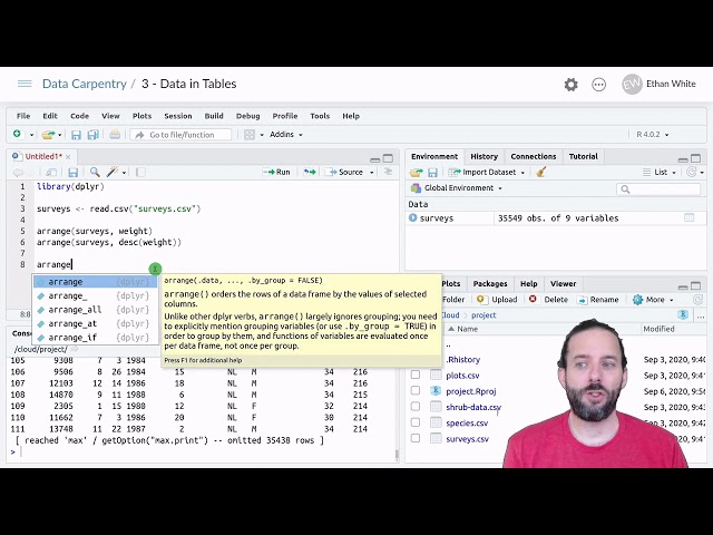 Sorting data frames using the dplyr arrange function