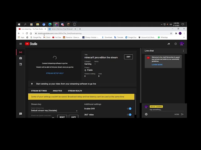 minecarft java edition live stream