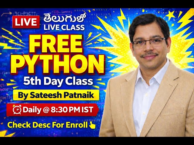FREE Python Class LIVE 🔴 Day 5 | | Learn Python in Telugu | Python Programming Telugu