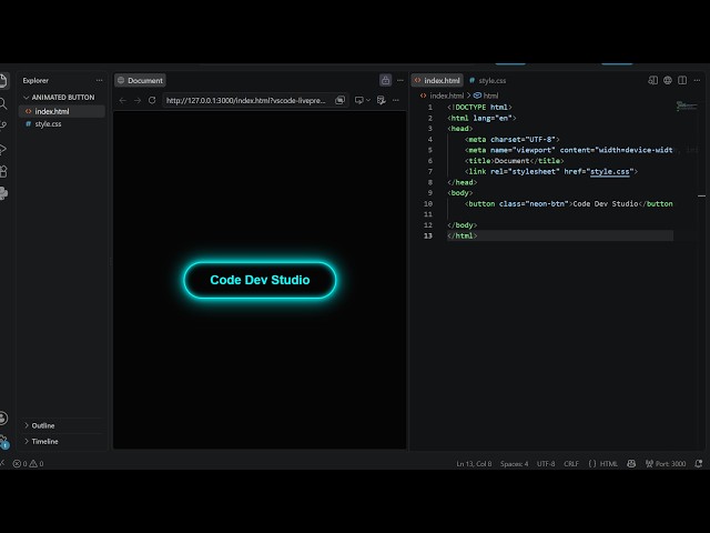 Neon Glowing Button Using HTML & CSS | CSS Neon Button Animation | Web Design