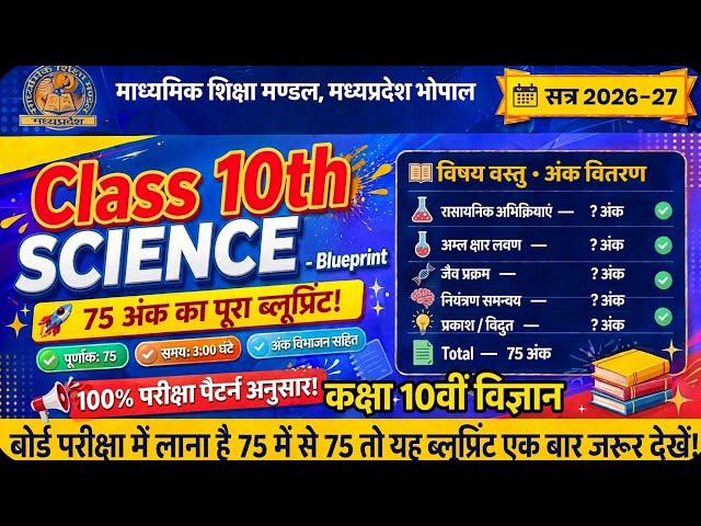 MP Board Class 10 Science New Blueprint 2026-27।एमपी बोर्ड कक्षा 10वी विज्ञान नया ब्लूप्रिंट 2026-27