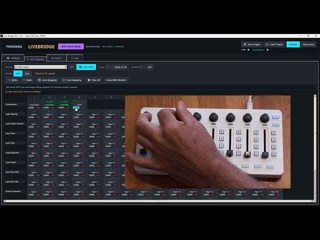 Proseniq Livebridge Connecting to resolume