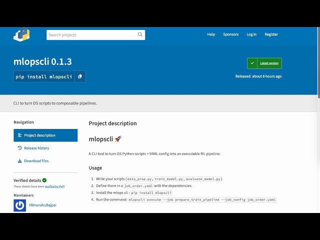MLOpsCLI | A CLI tool to turn DS Python scripts + YAML config into an executable ML pipeline