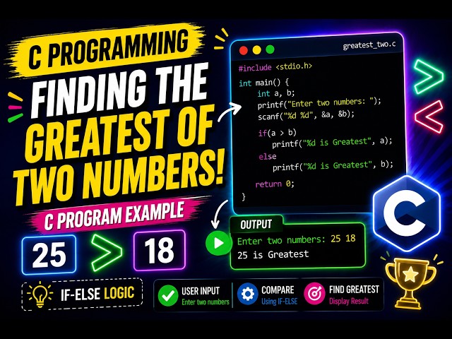 Finding the greatest of two number in C | C Programming Project for Beginners | @pointerlab