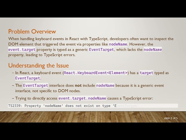 How to Safely Access an Element's nodeName from a React keyDown Event in TypeScript