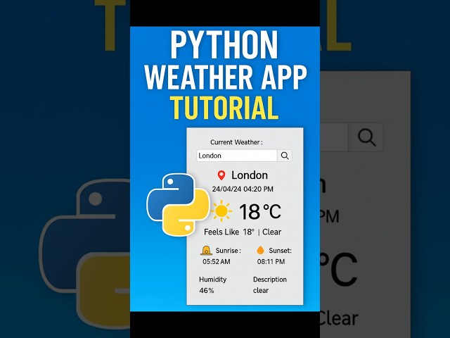 Python Weather App Tutorial 🌦️ | Tkinter + OpenWeather API #Shorts #pythonshorts #programmerchandra