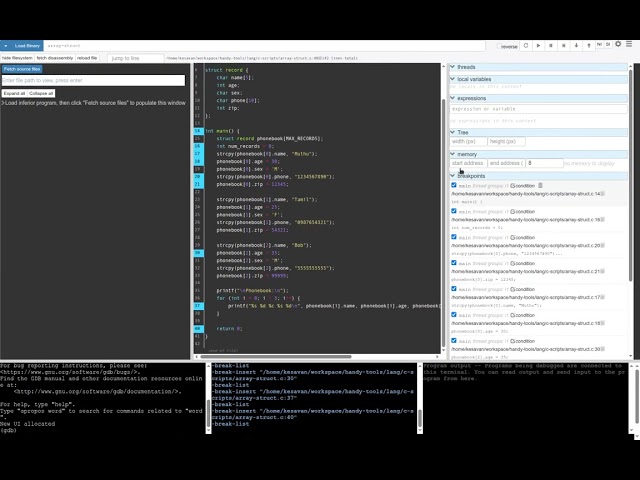 Visualize Data structures: Debugging with gdbgui (C Programming)